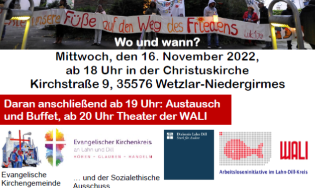 Theater am Buß- und Bettag 2022: am 16. November um 20 Uhr im NBZ Niedergirmes