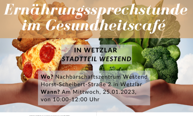 Im Rahmen unseres Gesundheitscafés: Ernährungssprechstunde am 25. Januar