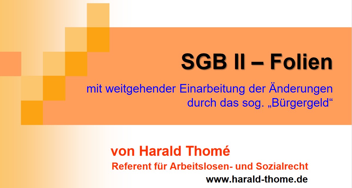 Harald Thome: neue Beratungsfolien mit Informationen zum Bürgergeld