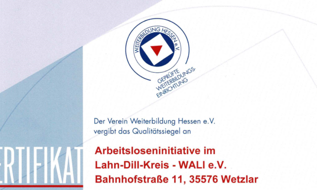 Qualitätssiegel bis 2026: WALI wieder durch Weiterbildung Hessen zertifiziert