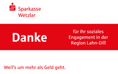 Sparkasse Wetzlar unterstützt unsere Arbeit durch eine Spende