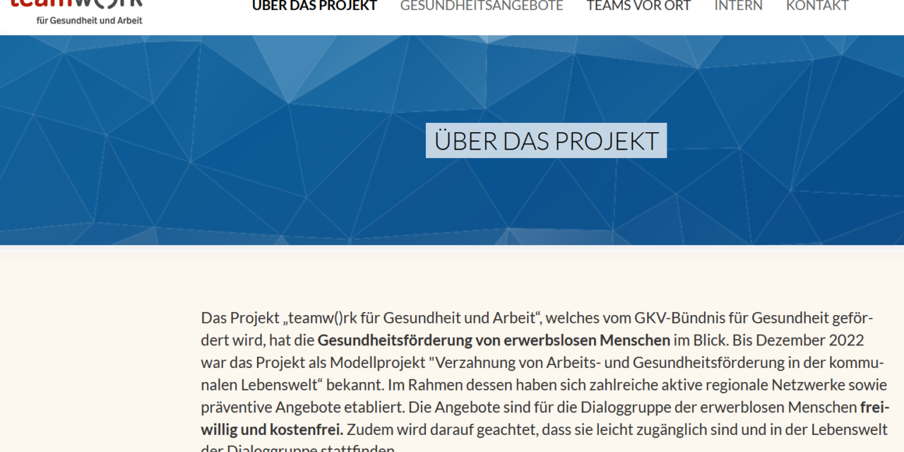 Teamwork: Angebote zu Gesundheit und Arbeit jetzt auch auf eigener Website