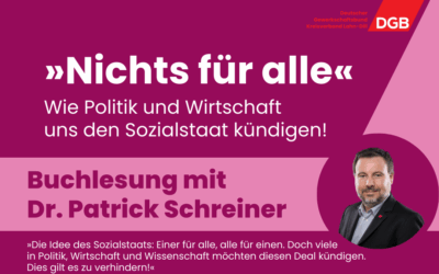 Am 1. Juli im NBZ Westend: »Nichts für alle – Wie Politik und Wirtschaft uns den Sozialstaat kündigen!«