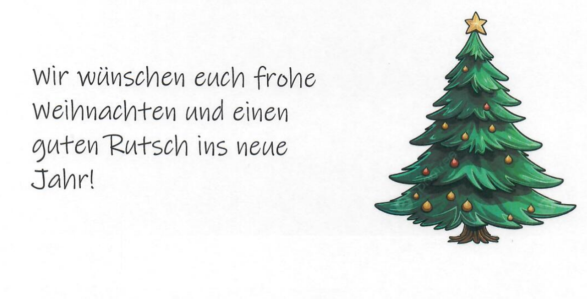 Öffnungszeiten an den Weihnachtstagen und zwischen den Jahren